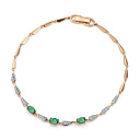 Браслет из красного золота с бриллиантами, изумрудами