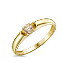 Кольцо помолвочное из желтого золота с бриллиантом