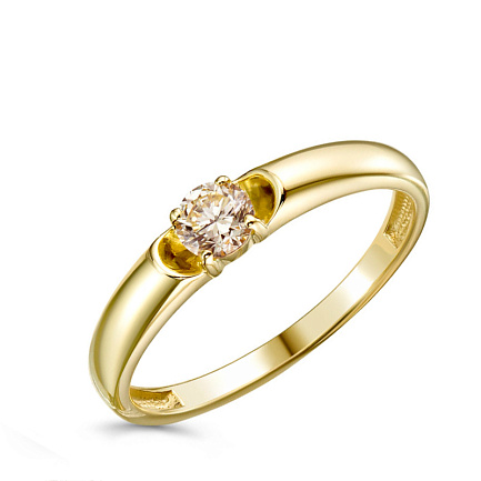 Кольцо помолвочное из желтого золота с бриллиантом