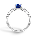 Кольцо из белого золота с бриллиантами, сапфиром