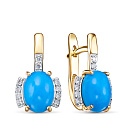 Серьги из желтого золота с бриллиантами, бирюзой