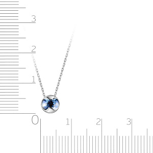 Колье из белого золота с сапфиром, плетение якорное