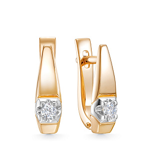 Серьги из красного золота с бриллиантом