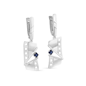 Серьги с английским замком из серебра с фианитами