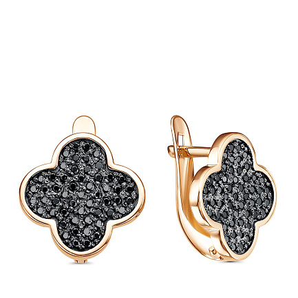 Серьги с английским замком из серебра с фианитами