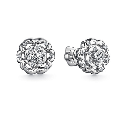 Пусеты из белого золота с бриллиантами