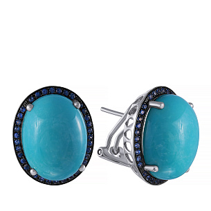 Серьги из белого золота с сапфиром