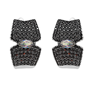 Серьги с английским замком из серебра с фианитами, нанокристаллами