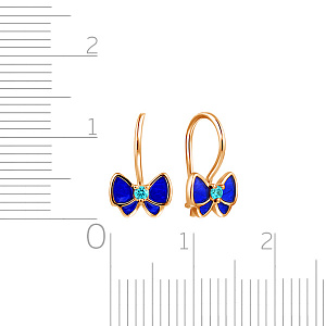 Серьги детские из красного золота с фианитом