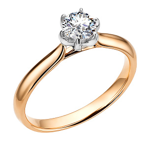 Кольцо из красного золота с бриллиантом