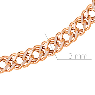 Цепь автомат из красного золота, плетение двойной ромб