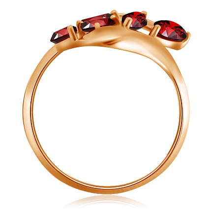 Кольцо из красного золота с гранатом