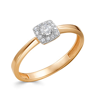 Кольцо из красного золота с бриллиантом