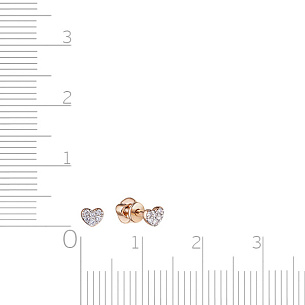 Пусеты детские из красного золота с фианитом