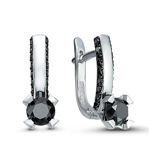 Серьги из белого золота с бриллиантом