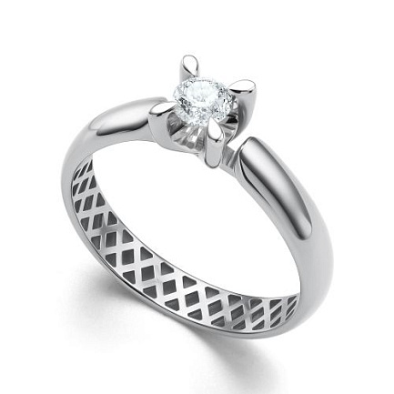 Кольцо из белого золота с бриллиантом