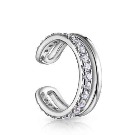 Серьга одиночная из серебра с фианитами