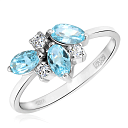 Кольцо из белого золота с топазом, фианитом