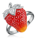 Кольцо из серебра с фианитом, эмалью