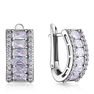 Серьги с английским замком из серебра с фианитом