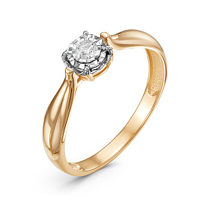 Кольцо из красного золота с бриллиантом