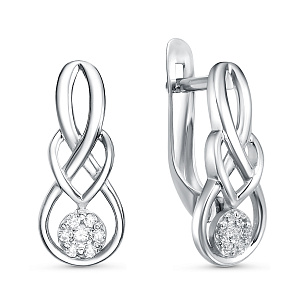 Серьги с английским замком из серебра с фианитом