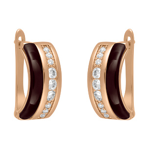 Серьги с английским замком из серебра с керамиками и циркониями