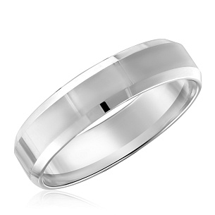 Кольцо обручальное гладкое из белого золота