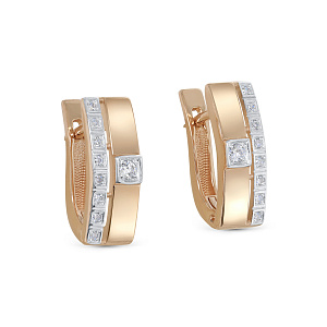 Серьги с английским замком из красного золота с бриллиантами