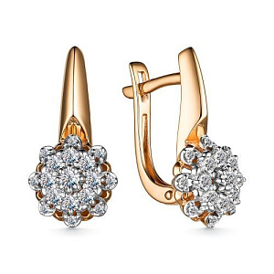 Серьги с английским замком из красного золота с бриллиантами