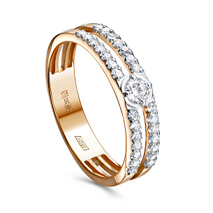 Кольцо из красного золота с бриллиантом