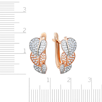 Серьги с английским замком из красного золота с фианитом