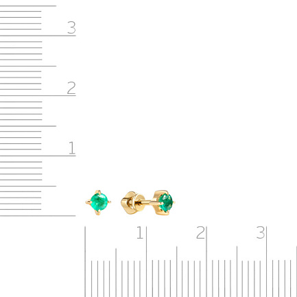 Пусеты из желтого золота с изумрудами