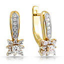 Серьги с английским замком из красного золота с фианитом