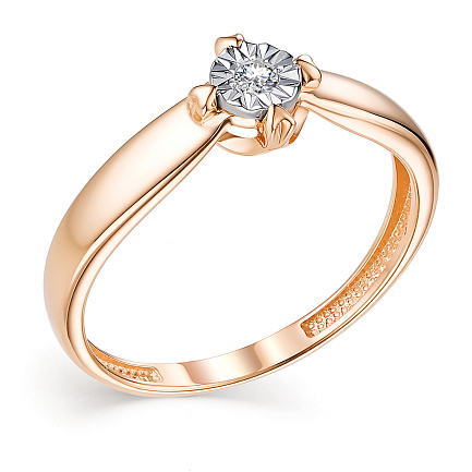 Кольцо из красного золота с бриллиантом