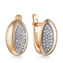 Серьги с английским замком из красного золота с фианитом