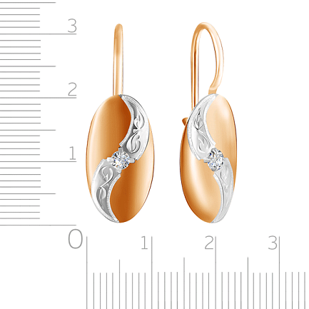 Серьги из красного золота с фианитом