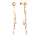 Пусеты из красного золота с фианитом