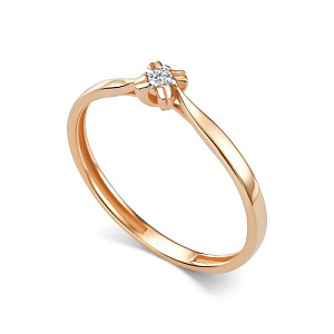 Кольцо из красного золота с бриллиантом