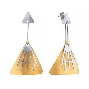 Пусеты из серебра с жадеитом и кальцитом