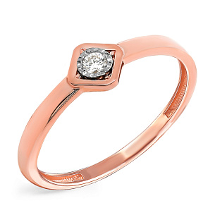 Кольцо из красного золота с бриллиантом