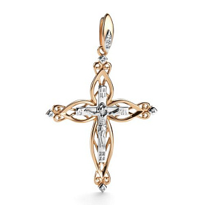 Крест из красного золота с бриллиантами