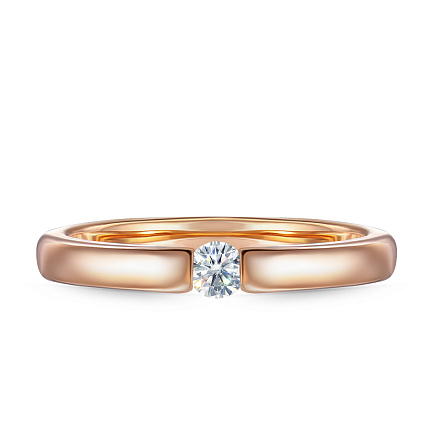 Кольцо обручальное из красного золота с бриллиантом