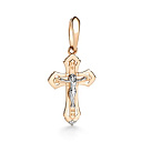 Крест из красного золота с бриллиантом