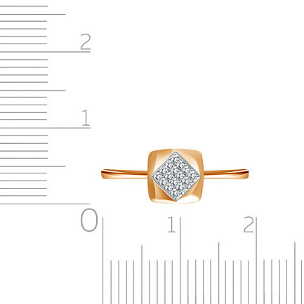 Кольцо из красного золота с фианитом