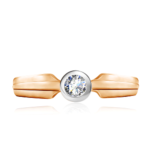 Кольцо из красного золота с бриллиантом