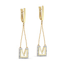 Серьги с английским замком из желтого золота с бриллиантами