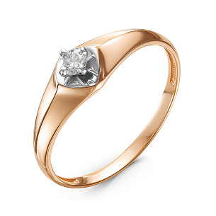 Кольцо из красного золота с бриллиантом