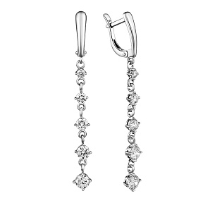 Серьги с английским замком из белого золота с бриллиантом