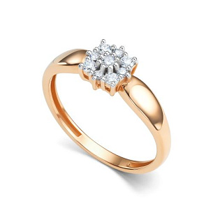 Кольцо из красного золота с бриллиантом